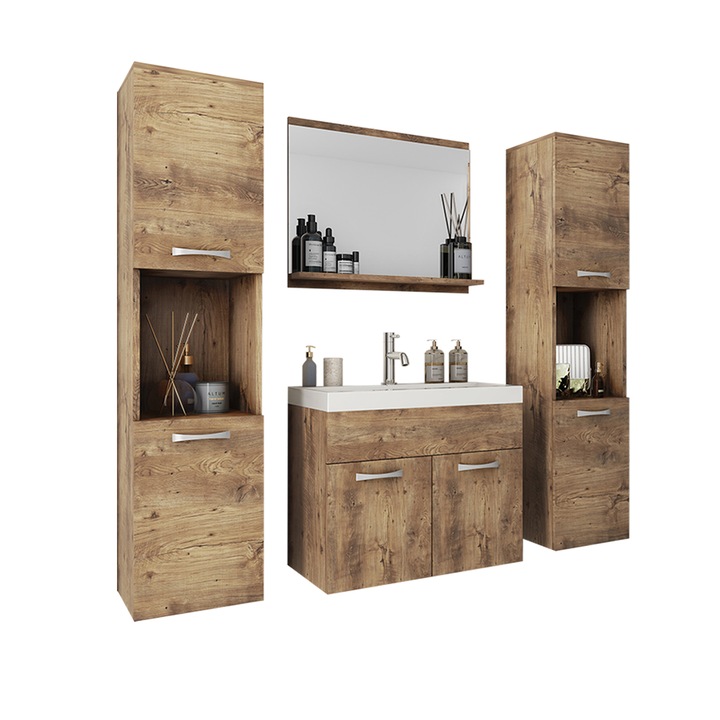 Mobilier de baie Floryna XL, MIRJAN24, Chiuveta zu Sifon, kastanien breslau