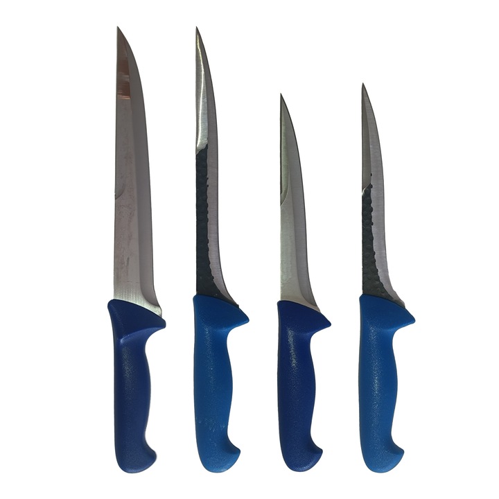 Set 4 cutite profesionale macelarie, 2 Cutite injunghiat lama dubla 25 cm, 2 Cutite injunghiat lama dubla 20 cm coshop®, otel inoxidabil