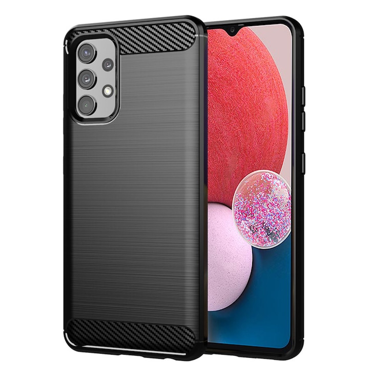 Samsung Galaxy A13 4G TPU Ultra Protect Slim Anti-Shock, szénszálas, fekete tok kompatibilis