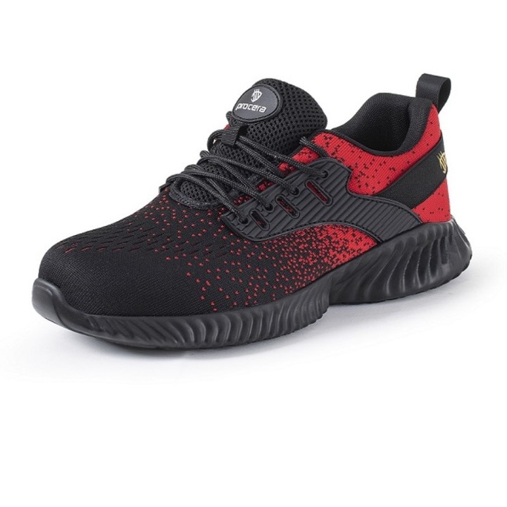 Texo Fly S1 munkavédelmi cipő, könnyű és szellős, sportos kialakítással, fémbetéttel és csúszásmentes talppal, piros, 46