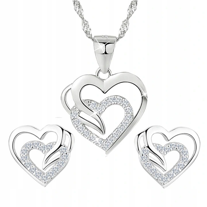 Set bijuterii. Mennica Bydgoska. Argint/Rodiu/Zirconiu. 50 cm. Argintiu