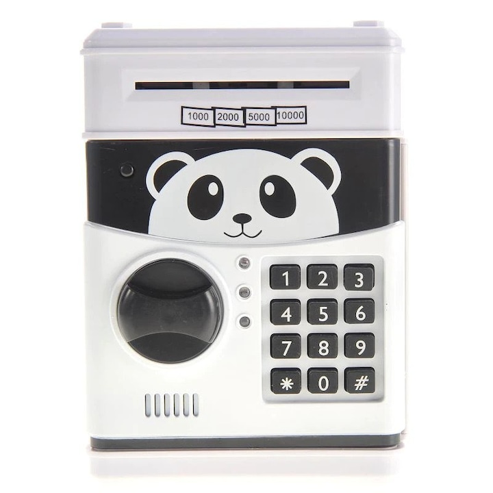 Pusculita SEMERAY pentru Copii Interactiva Panda, cu Cod Pin si Seif, Functie ATM