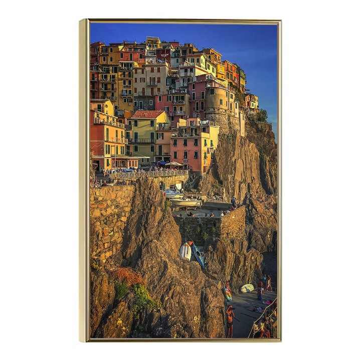 Tablou Poster Inramat, Mountain City, 60x40 cm, Rama Aurie