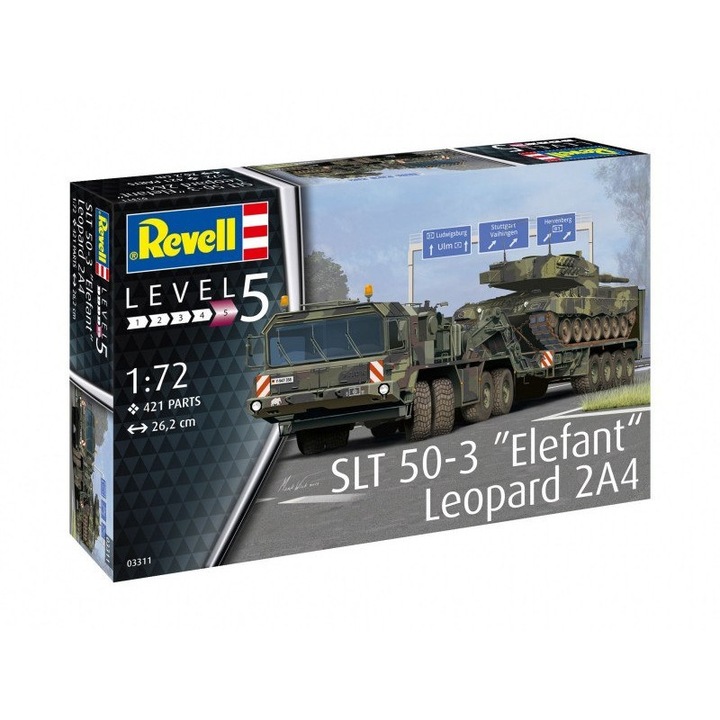 Model SLT 50-3 Elefant + Leopard 2A4, 26.2 cm, Plastic, Scara 1:72