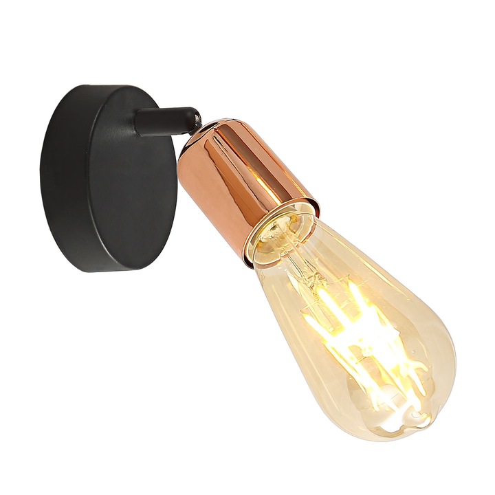 Aplica Straight, 1 x E27, 40 W, cupru/negru