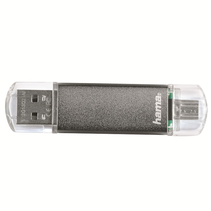 Memorie USB Hama Laeta Twin, 16GB, OTG, USB 2.0, Grey