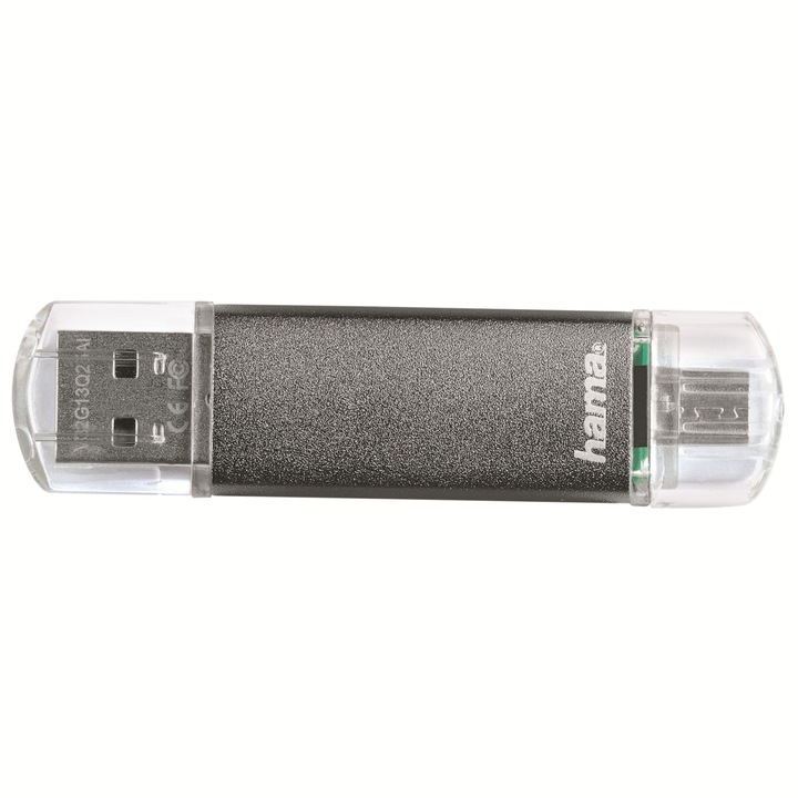 USB Flash памет Hama Laeta Twin, 32GB, OTG, USB 2.0, Сива