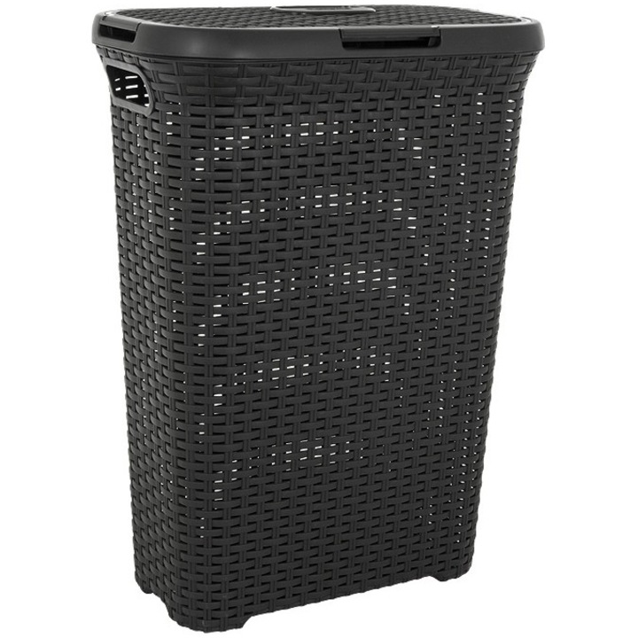 Cos de rufe Curver Imitatie Ratan, 40 L, Plastic, Gri