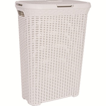 Cos de rufe Curver Imitatie Ratan, 40 L, Plastic, Alb Cos de rufe Curver Imitatie Ratan, 40 L, Plastic, Alb