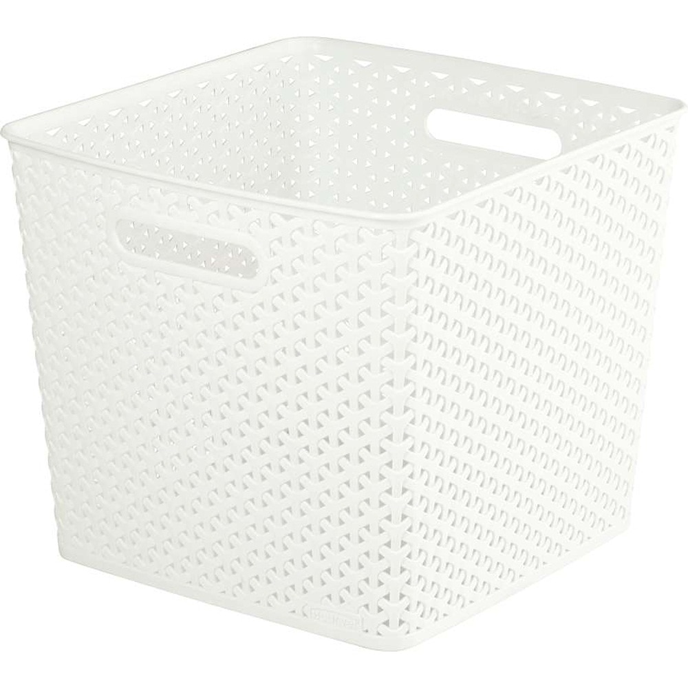 Cutie de Depozitare Curver Suprapozabila Imitatie Ratan, 25 L, Alb