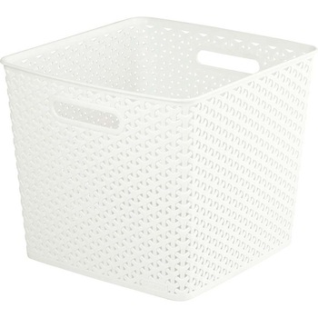 Cutie de Depozitare Curver Suprapozabila Imitatie Ratan, 25 L, Alb Cutie de Depozitare Curver Suprapozabila Imitatie Ratan, 25 L, Alb