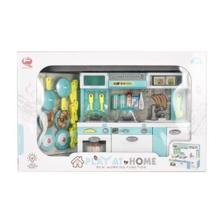 Set mobila de bucatarie + accesorii Euro-Trade, Alb/Albastru