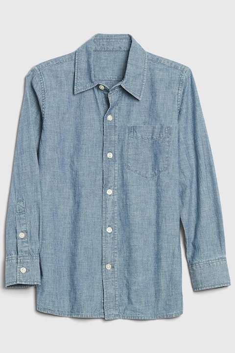 GAP, Памучна риза с джоб, Прашно синьо, 120 CM