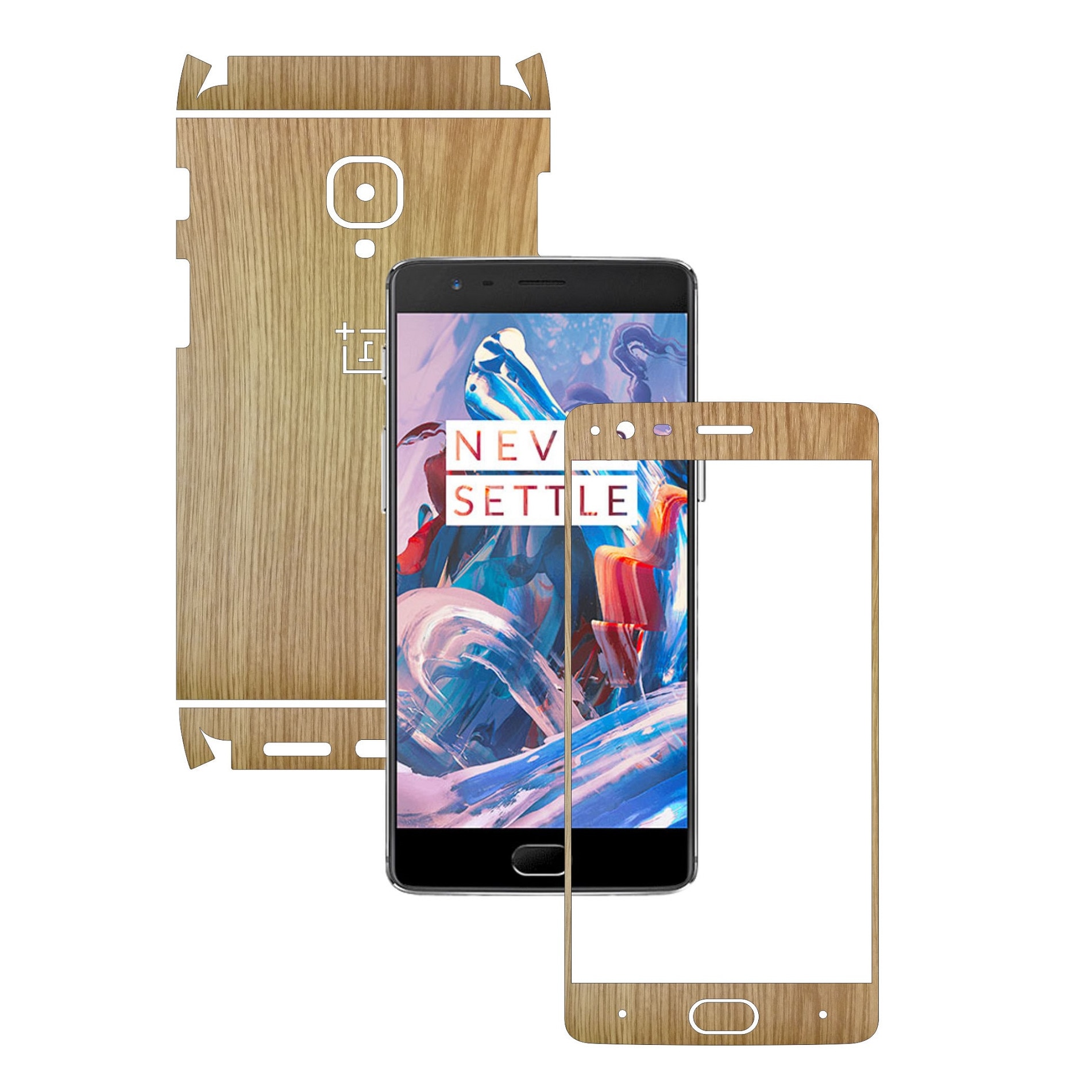 Folie de protectie Full Body Carbon Skinz, Acoperire Totala, Lemn Stejar pentru OnePlus 3, 3T