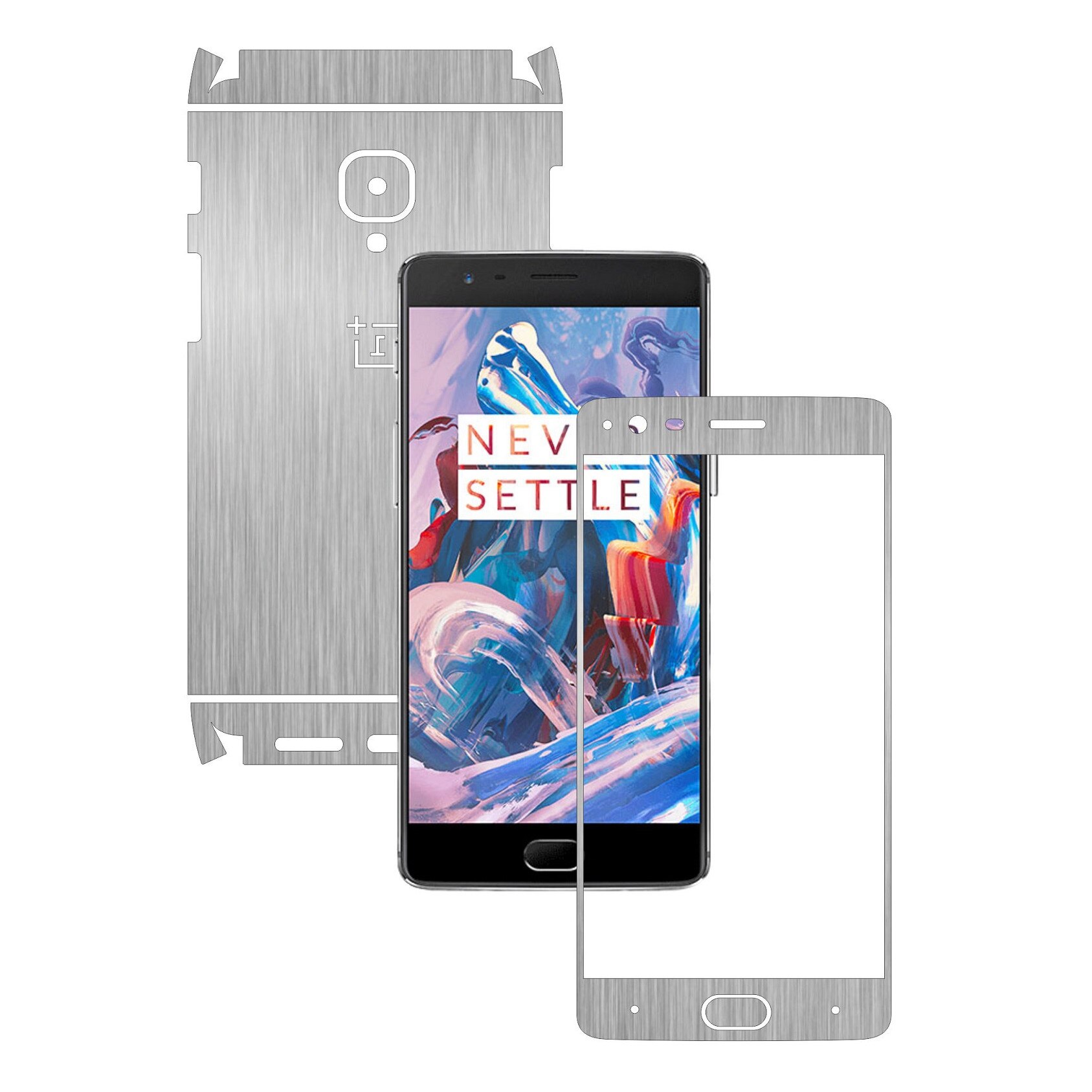 Folie de protectie Full Body Carbon Skinz, Acoperire Totala, Brushed Argintiu pentru OnePlus 3, 3T