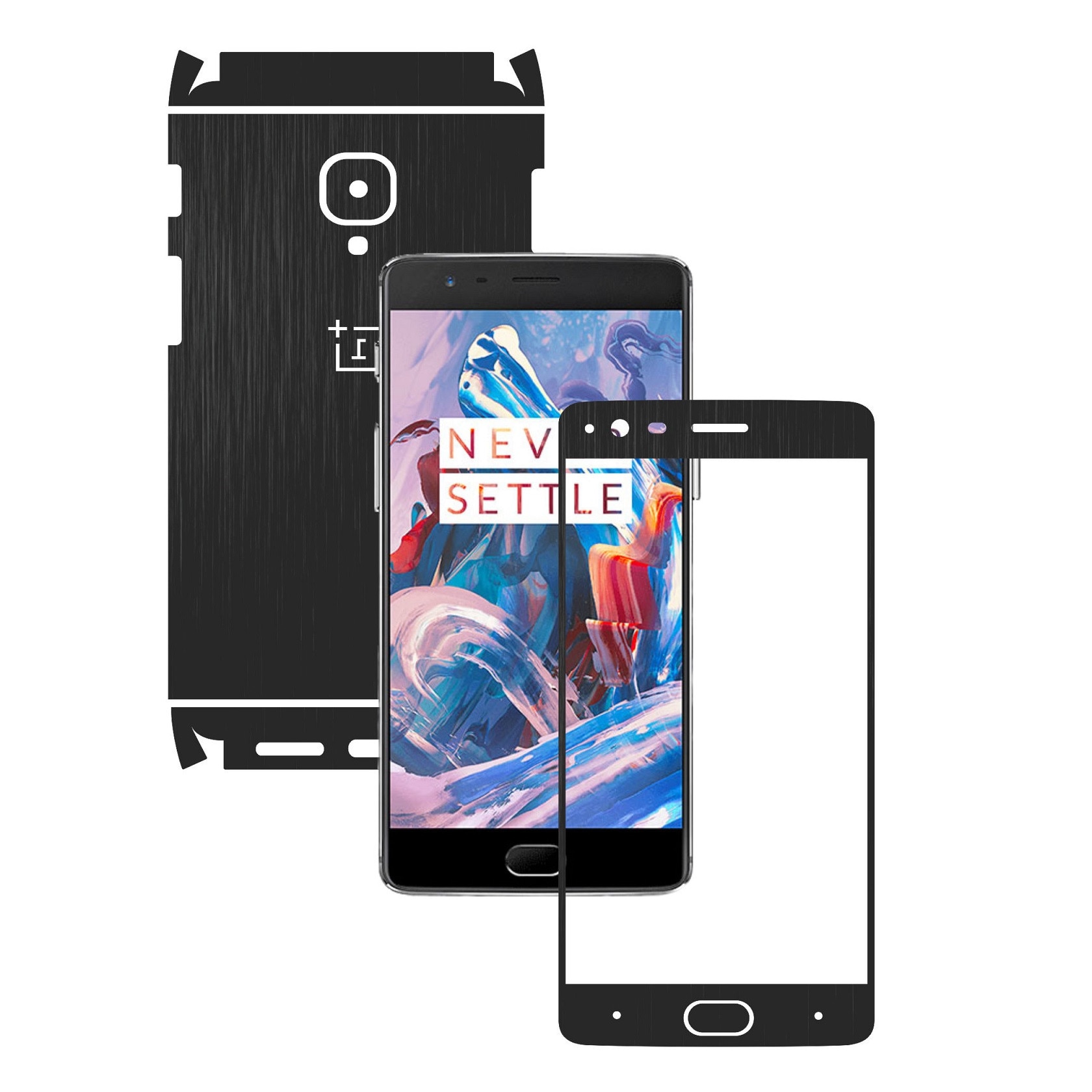 Folie de protectie Full Body Carbon Skinz, Acoperire Totala, Brushed Negru pentru OnePlus 3, 3T