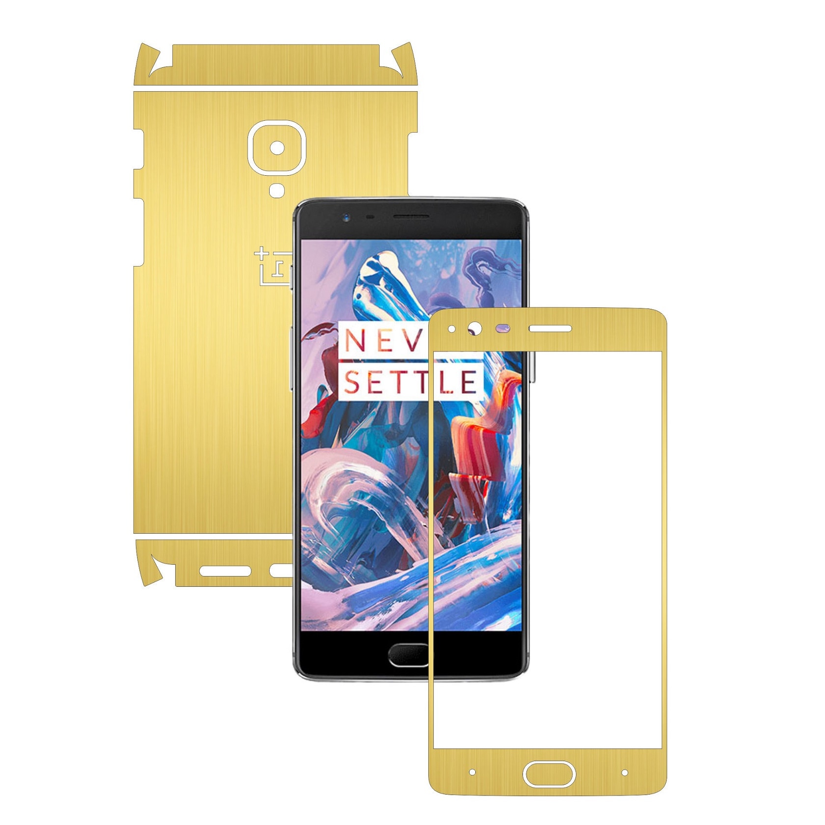 Folie de protectie Full Body Carbon Skinz, Acoperire Totala, Brushed Auriu pentru OnePlus 3, 3T