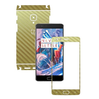 Folie de protectie Full Body Carbon Skinz, Acoperire Totala, Carbon Auriu pentru OnePlus 3, 3T Folie de protectie Full Body Carbon Skinz, Acoperire Totala, Carbon Auriu pentru OnePlus 3, 3T