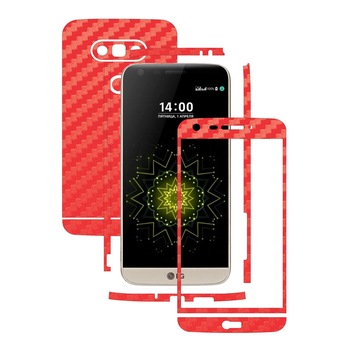 Folie de protectie Full Body Carbon Skinz, Acoperire Totala, Carbon Rosu pentru LG G5 Folie de protectie Full Body Carbon Skinz, Acoperire Totala, Carbon Rosu pentru LG G5