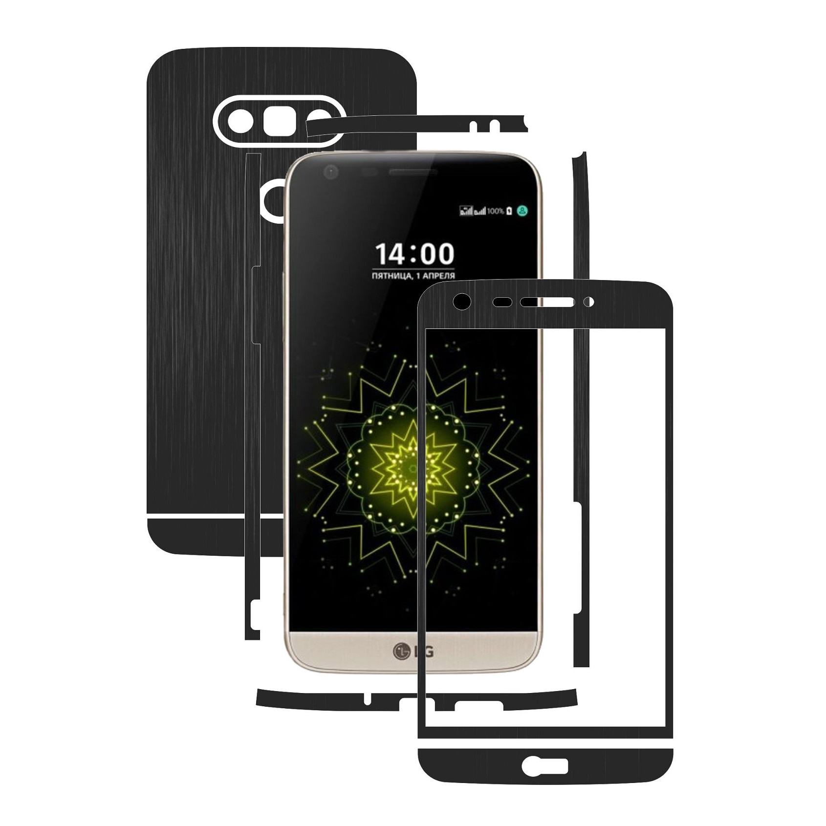 Folie de protectie Full Body Carbon Skinz, Acoperire Totala, Brushed Negru pentru LG G5