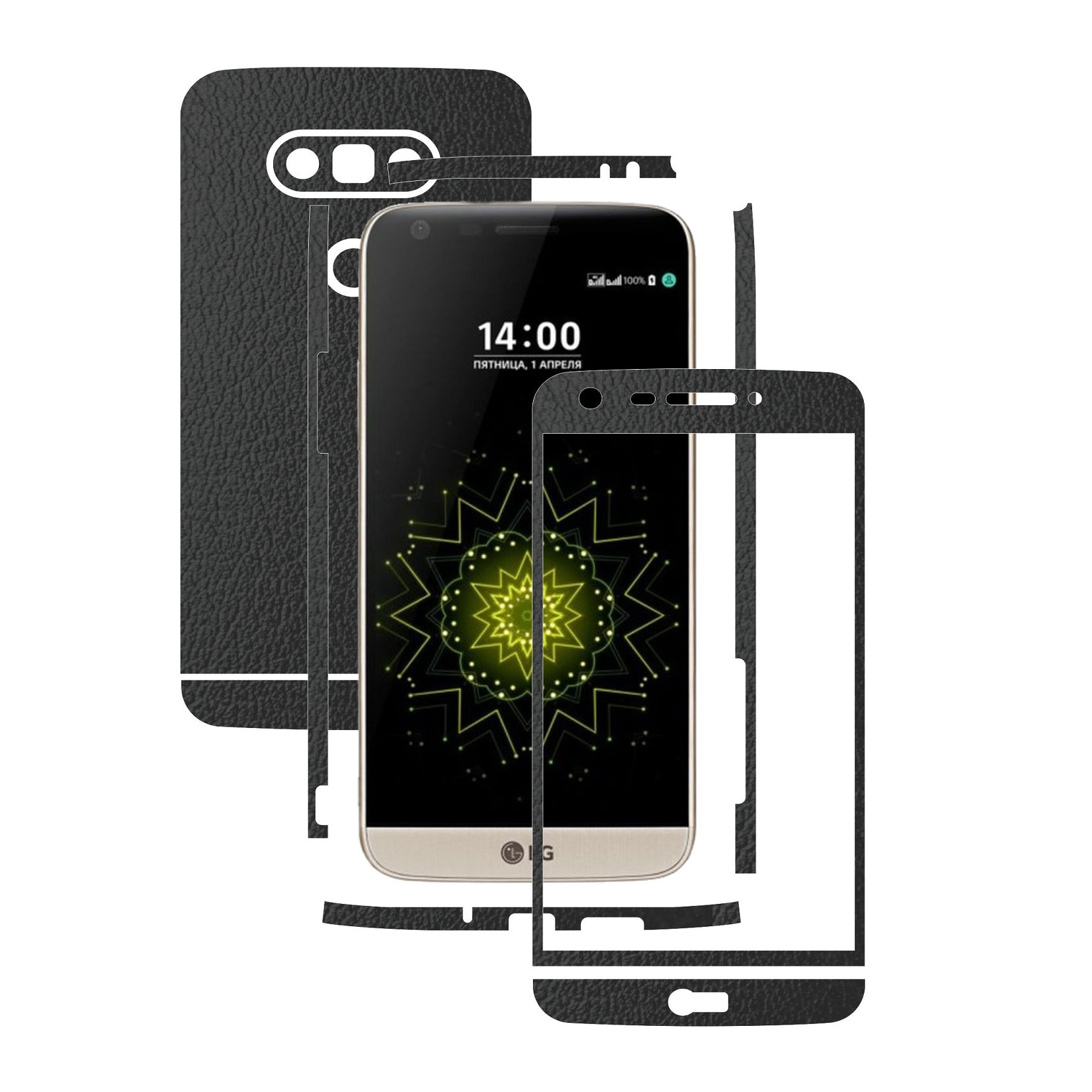 Folie de protectie Full Body Carbon Skinz, Acoperire Totala, Piele Neagra pentru LG G5