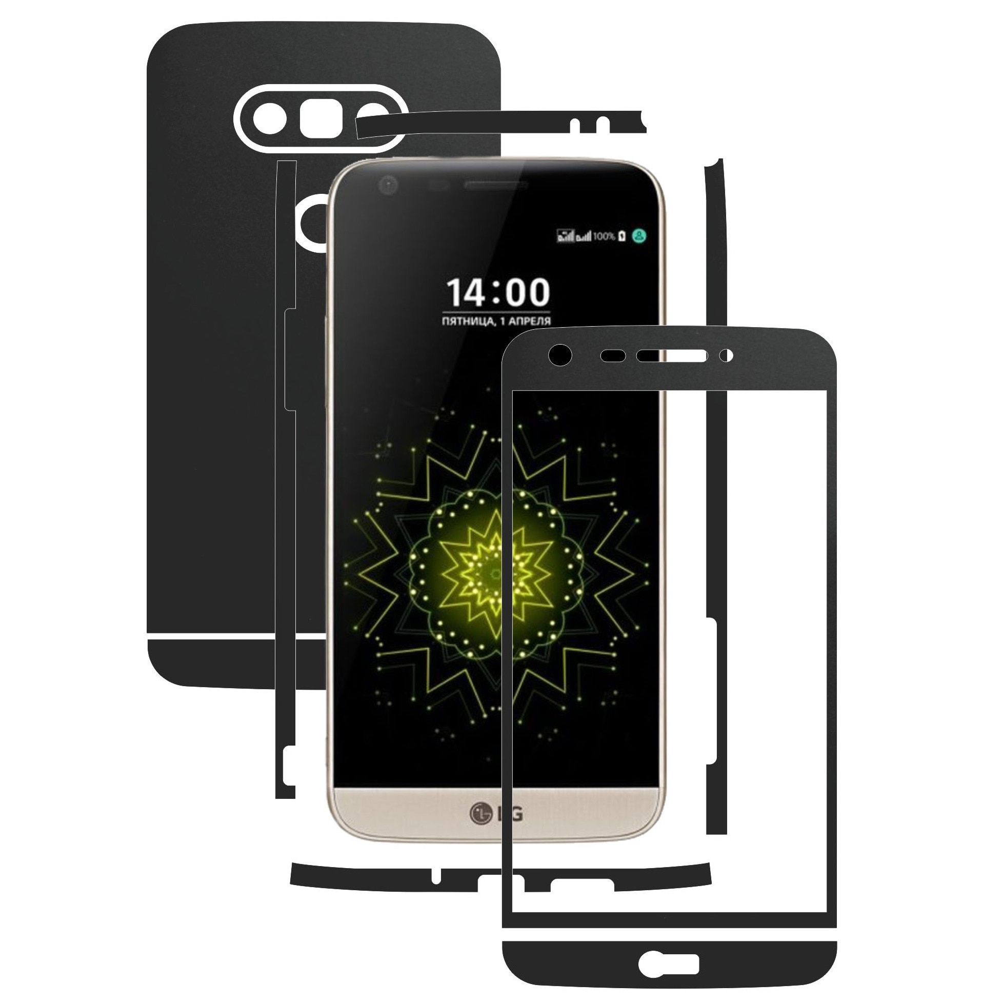 Folie de protectie Full Body Carbon Skinz, Acoperire Totala, Negru Mat pentru LG G5