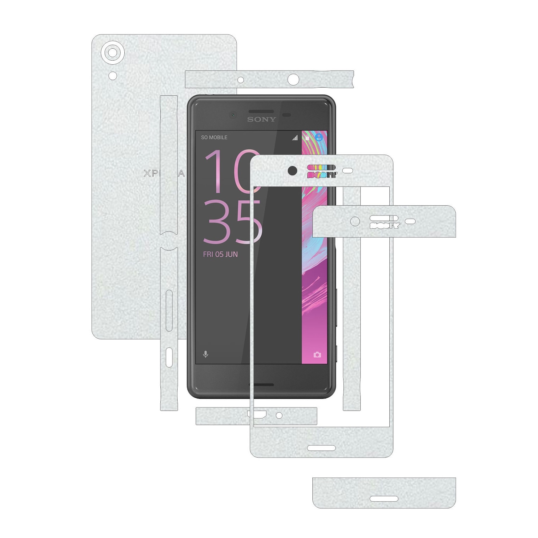 Folie de protectie Full Body Carbon Skinz, Acoperire Totala, Piele Alba pentru Sony Xperia X