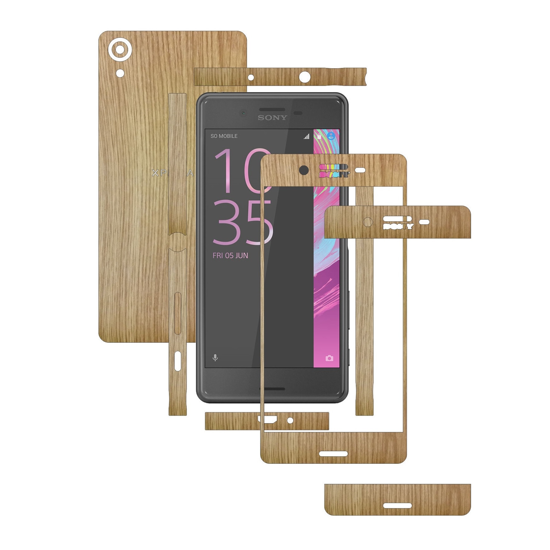 Folie de protectie Full Body Carbon Skinz, Acoperire Totala, Lemn Stejar pentru Sony Xperia X Performance