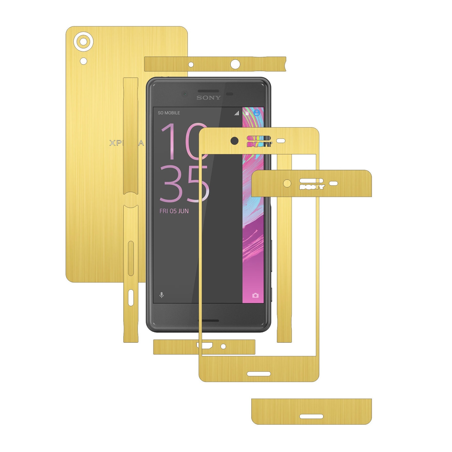 Folie de protectie Full Body Carbon Skinz, Acoperire Totala, Brushed Auriu pentru Sony Xperia X Performance