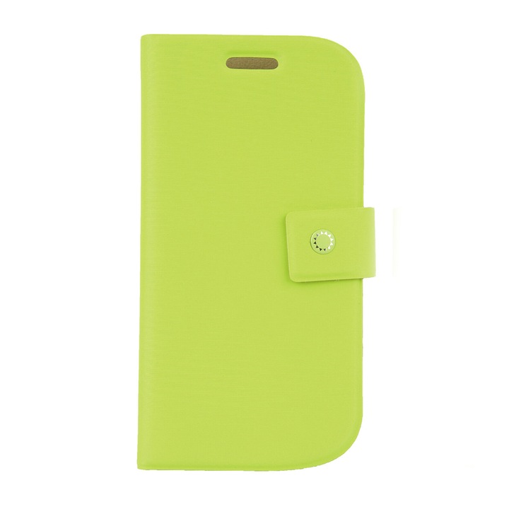 Калъф тип тефтер Fenice Diaro, съвместим със Samsung Galaxy S3 Mini, G-Tech Flip Book с капак, магнитно затваряне, стойка, зелен