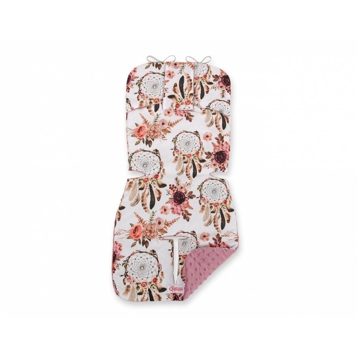 Вложка за количка, Бобоно, Модел- Цветя, Памук, Розов