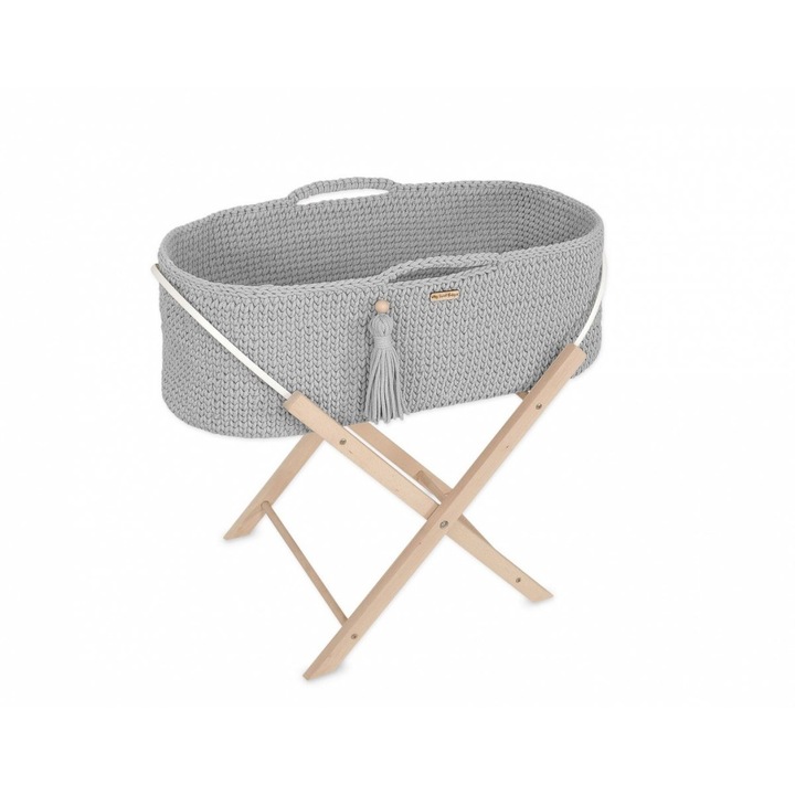 Babakocsi fa alátámasztással, My Sweet Baby, pamut, szürke