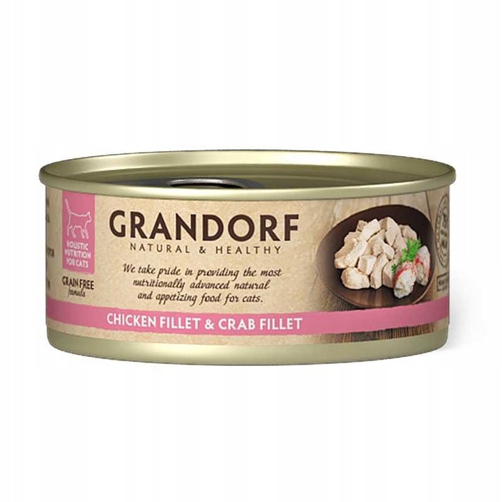 Hrana umeda pentru pisici, Grandorf, Pui/crab, 70 g