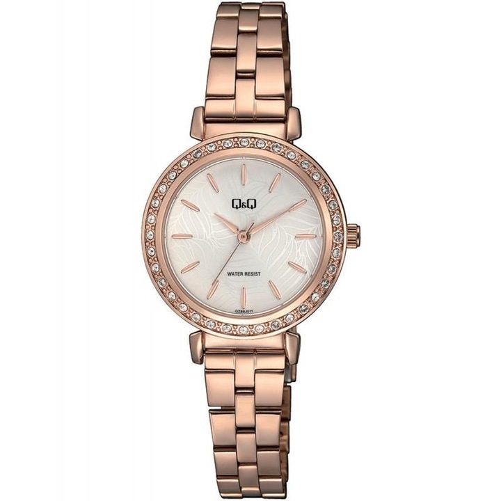 Ceas dama Q&Q QZ89J011Y Quartz Rose gold, Argintiu