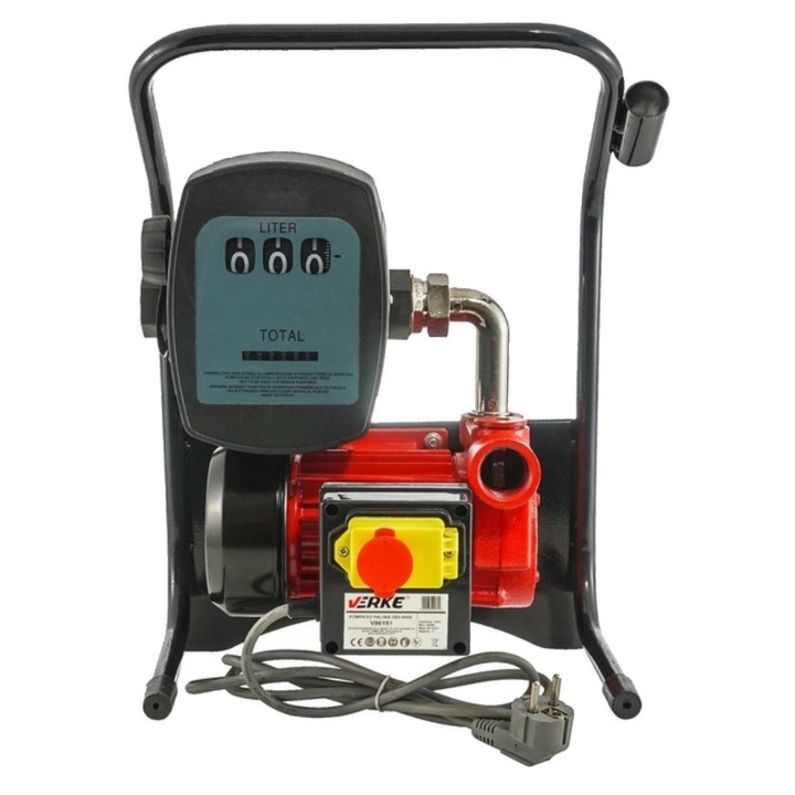 Помпа за трансфер на гориво, дизел, с измервателен уред, 220 V 600 W, 50 l/min, Verke