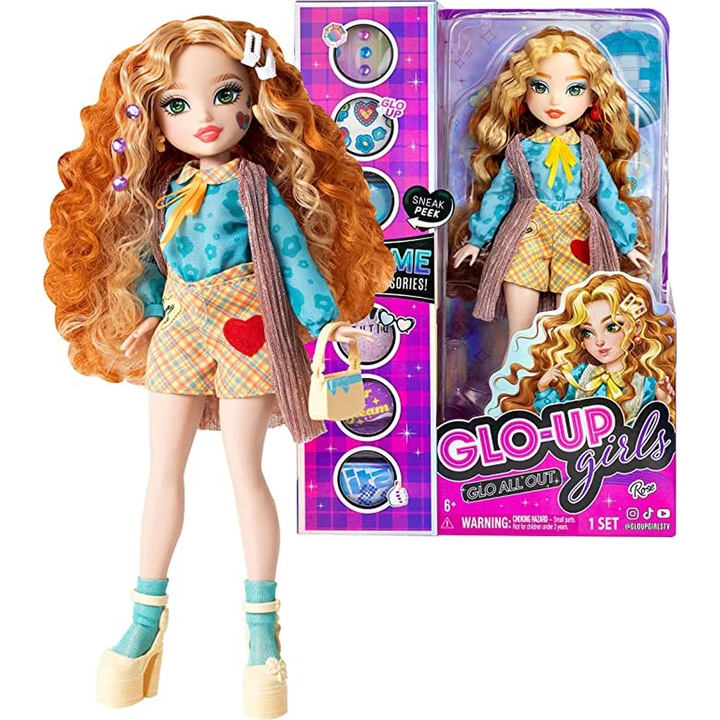 Noriel Glo-Up Girls babakészlet kiegészítőkkel, rózsaszín