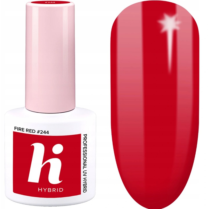 Lac De Unghii Hibrid, Hi Hybrid, Acoperire Completa, Culoare Rosie, Formula Profesionala, Pentru Lampi Led Si Uv, Aplicare Usoara, Manichiura De Lunga Durata, 5 ml, Rosu