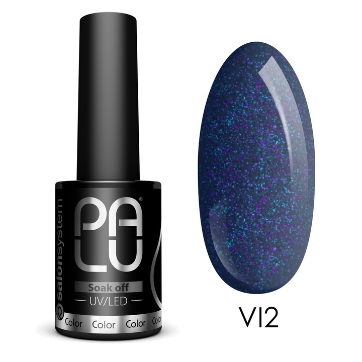 Oja semipermanenta, Palu Salon System, 11 g, Albastru inchis cu sclipici