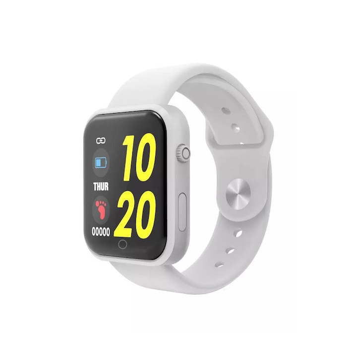 Ceas Smartwatch Unisex D20L,1.3 inch, Sport, fitness, Monitorizare calorii, Rezistent la apaIP67, Alb