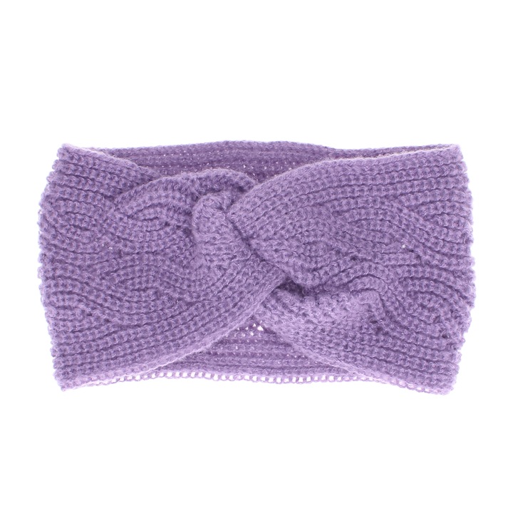 Плетена лента за глава, дамска, 100% акрил, ButicCochet, един размер, лилаво - BNT221
