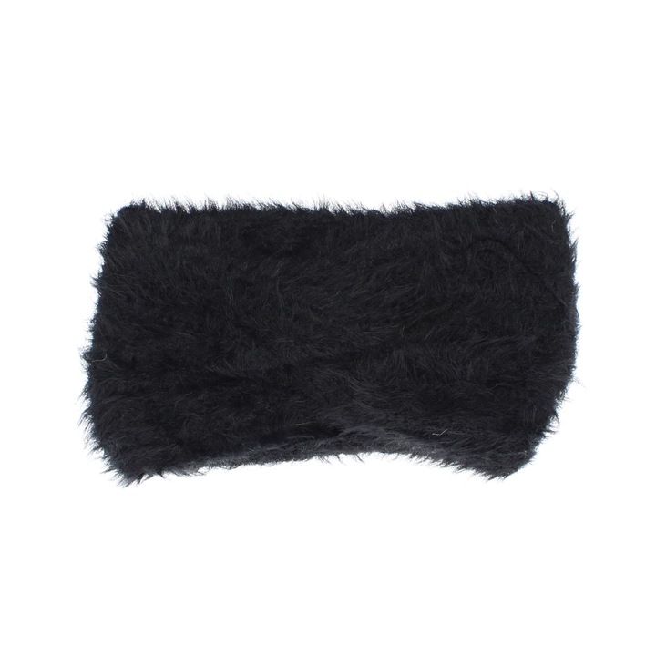 Női kötött fejpánt, 100% akril, ButicCochet, egy méret, fekete - BNT252