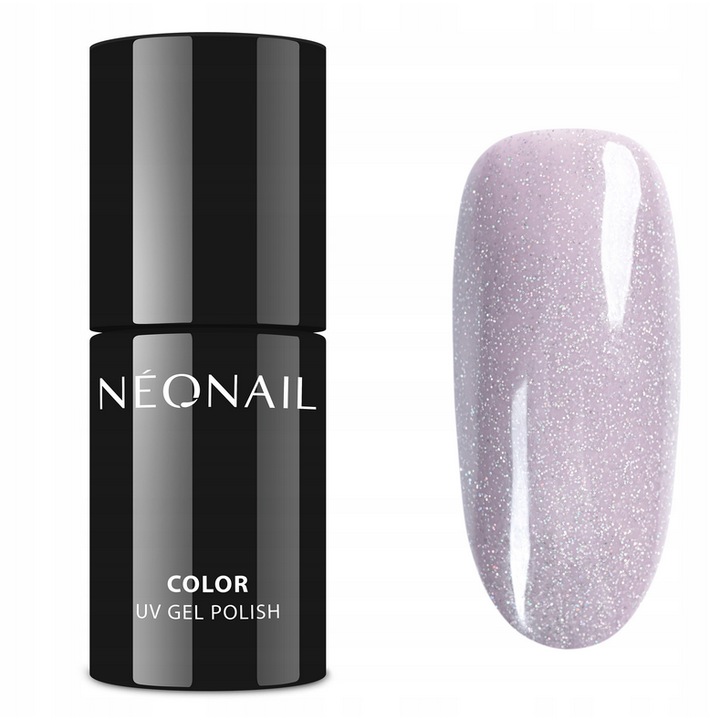 Oja semipermanenta, Neo Nail, 7.2 ml, Violet deschis cu sclipici