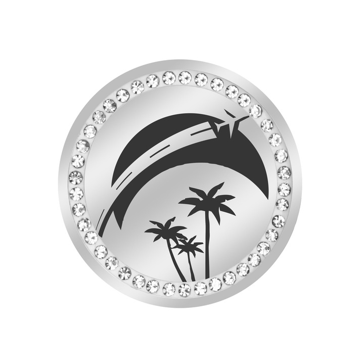 Martisor Brosa Inox Banut Pietre Vacanta Argintiu