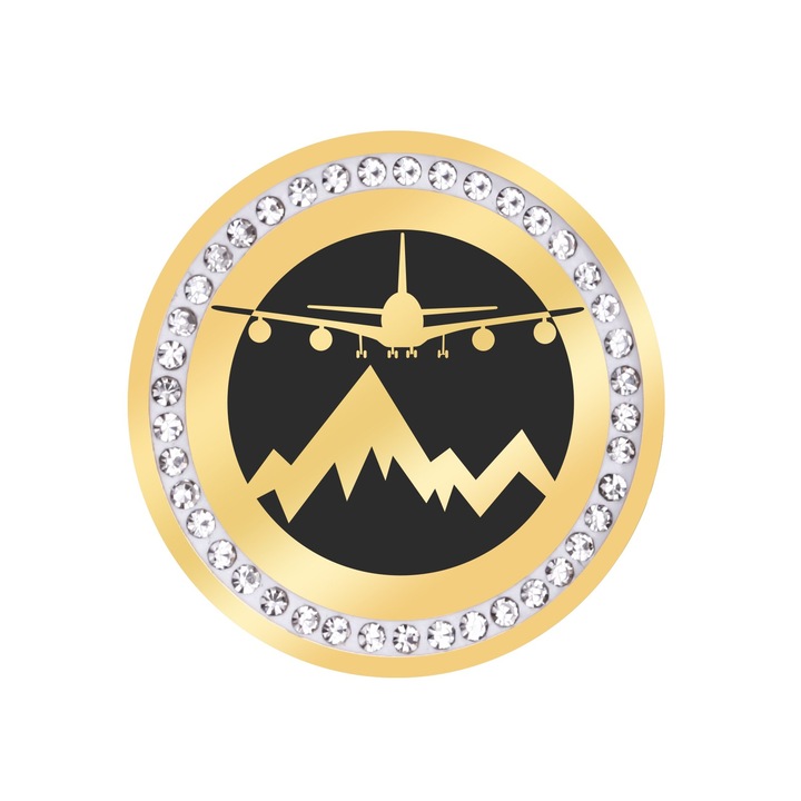 Martisor Brosa Inox Banut Pietre Calatorie Auriu