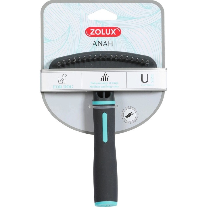 Állatkefe, Zolux, Műanyag/Rozsdamentes acél, Fekete/Türkiz