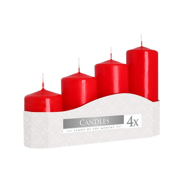 Комплект червени свещи, различни размери, 4 броя, SW50-030