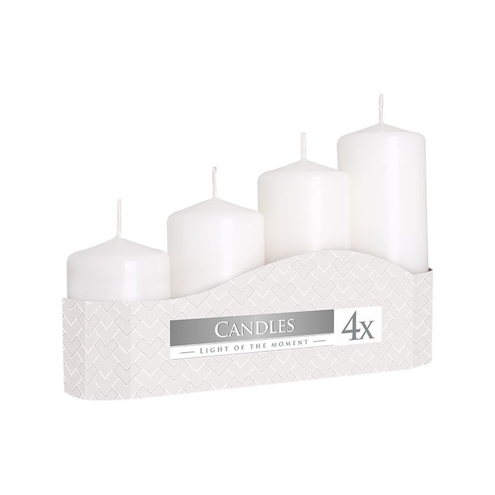 Комплект бели свещи, различни размери, 4 броя, SW50-090