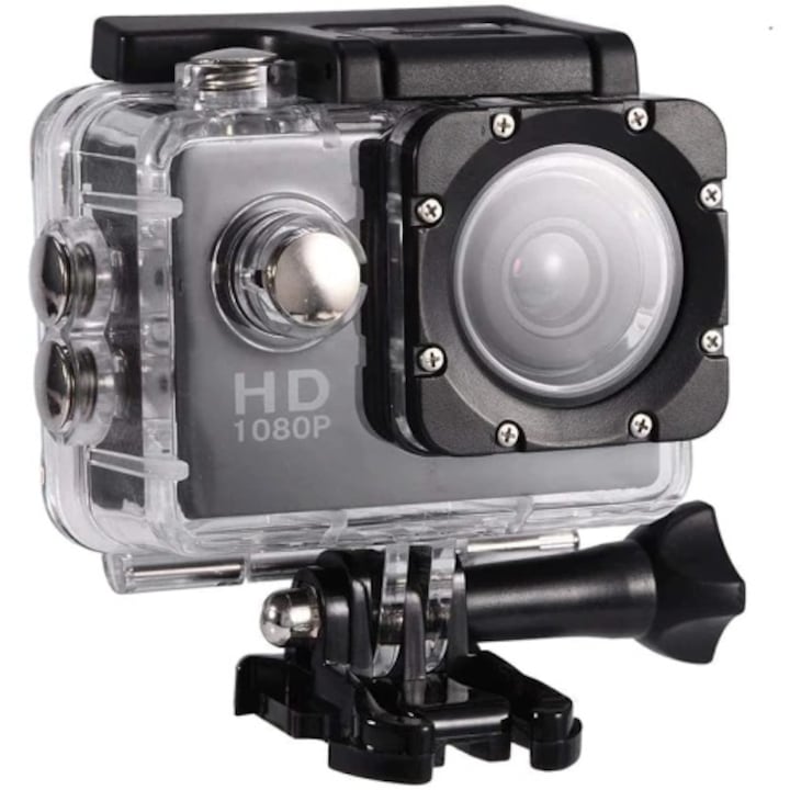 Водоустойчива спортна камера EDAR, 32 GB, LCD, 30 FPS, HD 1080P, 12M, 2 инча, Автономия 90 мин., Черен