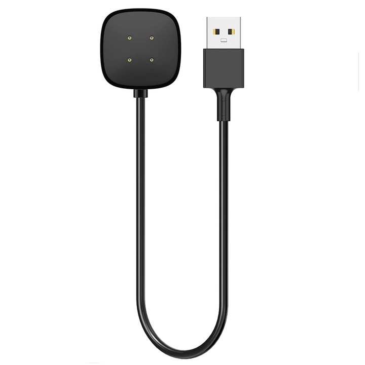 Vaxiuja Töltőkábel, Fitbit Sense/Sense 2/Versa 3/Versa 4 okosórákkal kompatibilis, USB, 30 cm, fekete