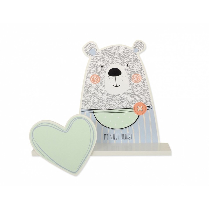 Етажерка за детска стая, My Sweet Baby, Модел - Boy Teddy Bear, МДФ, 50 х 15 см, Многоцветен